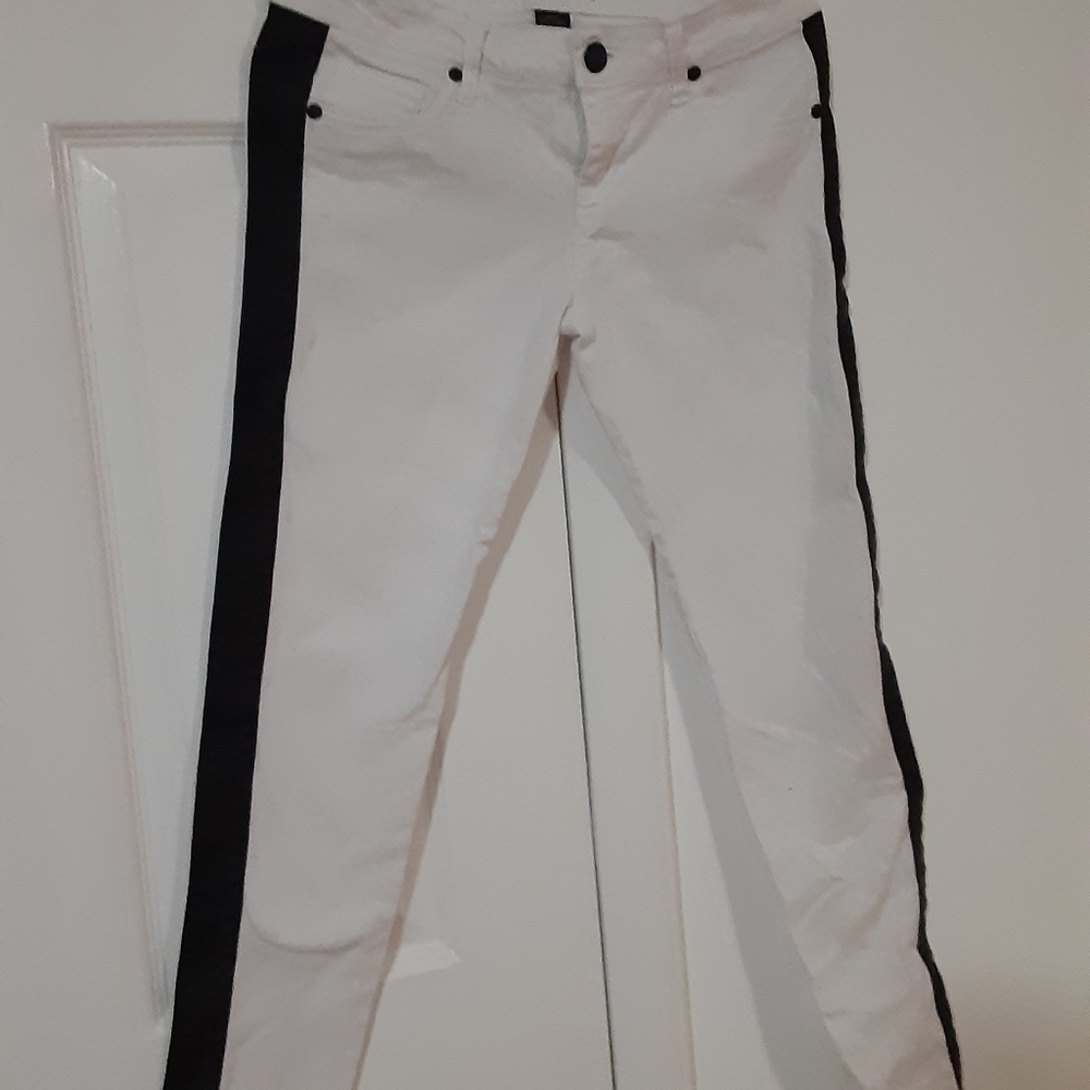 White & black striped  pants